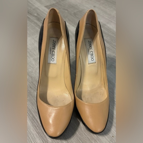 Jimmy Choo Sepia Two-Tone Platform Pump, Beige/Black Size 8.5 - Picture 1 of 6